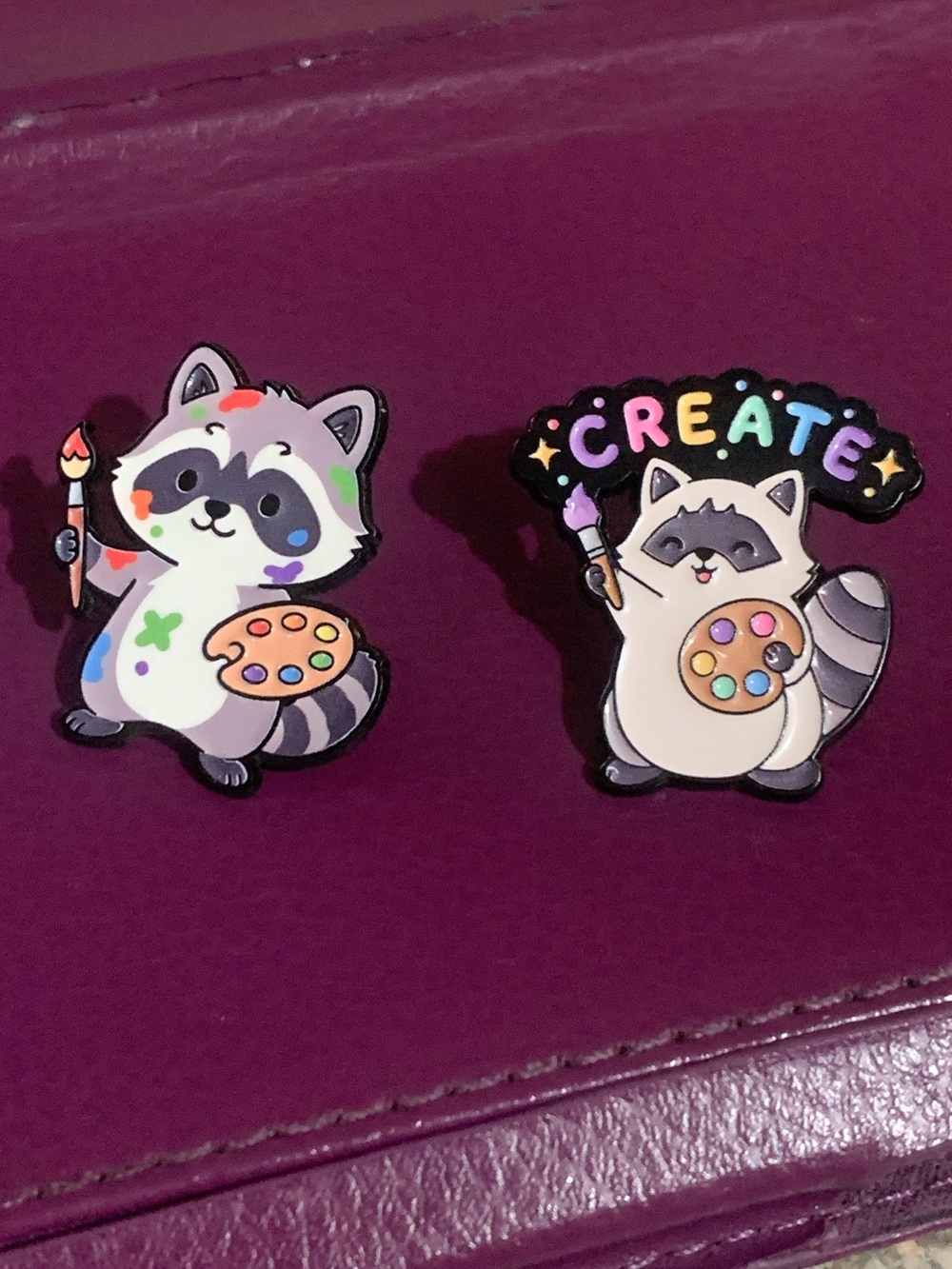 Cute Raccoon Artist Pins